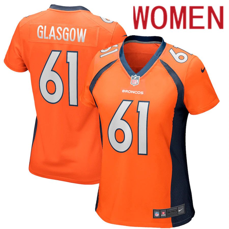 Women Denver Broncos #61 Graham Glasgow Nike Orange Player Game NFL Jersey->women nfl jersey->Women Jersey